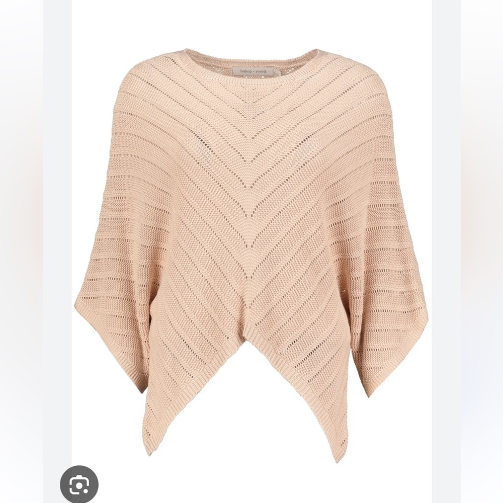 Bishop + Young Zen Asymmetrical Dolman Sleeve Knit Texture Sweater Cream